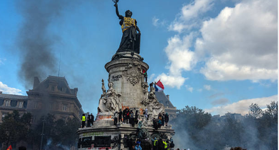 European street protests and public-order response, illustrating an investigation into transnational mobilization.